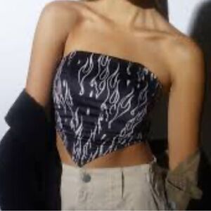 Urban outfitters Athena‎ hanky hem corset top strapless flames